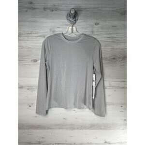 Yogaworks Shirt Womens Small Glacier Grey Long Sleeve Crew Neck Basic Stretch